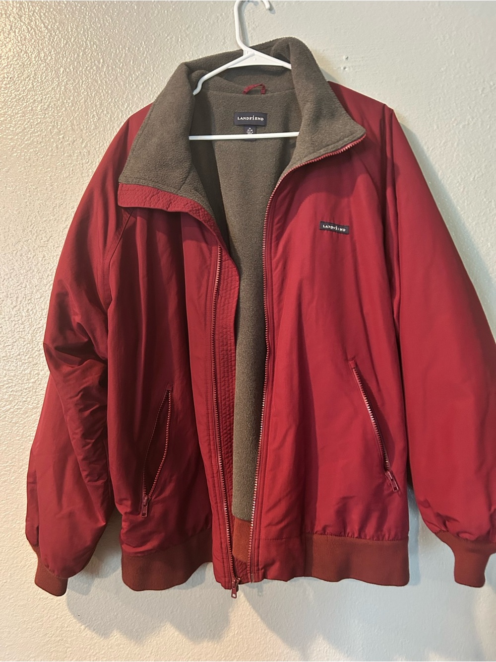 Lands’ End Squall Red Men’s Jacket - Lined Vintage - XL